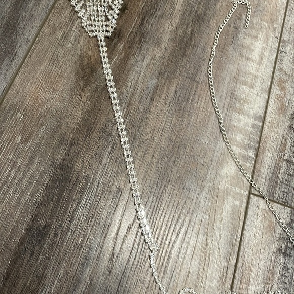 Sexy Body Chain Crystal Mesh Backless Halter Crop Top and Panties - Picture 10 of 12